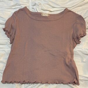 Altar’d State women’s large ruffled lettuce hem short sleeve top ribbed tight